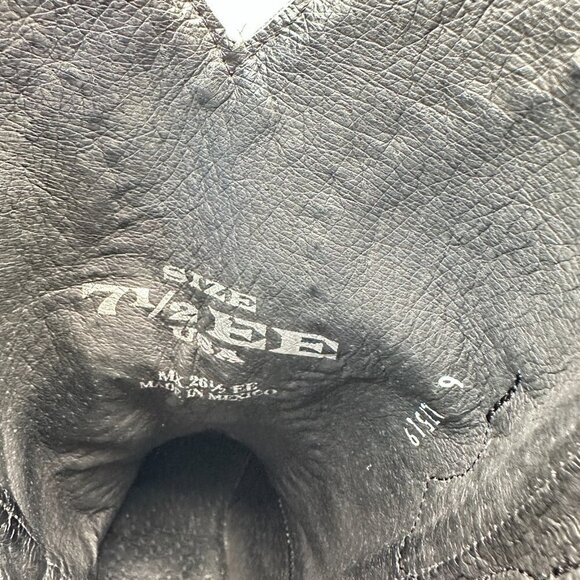 Denver Men Size 7.5 EE Black Leather Buck Stitch Pull On Western Cowboy Boot - Picture 10 of 14